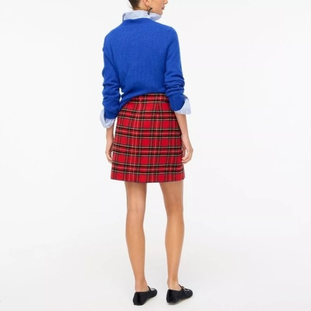 NWT J Crew Wool Blend Plaid Red Holiday Tartan Skirt